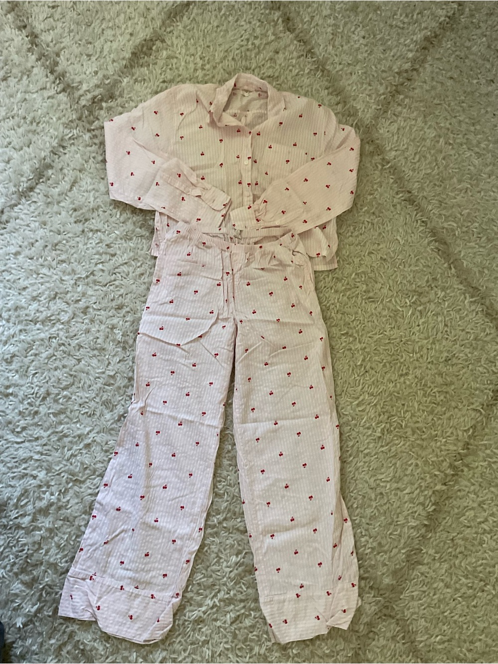 Aerie Pink Cherry-Print Pajama Set